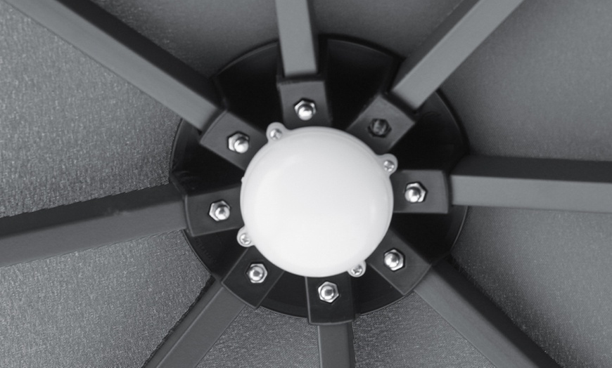 Image 4: Dark Grey Gazebo with LED Lights and Sunshade Curtains