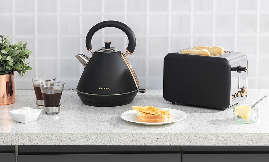 Image 1: Salter Rose Gold Kettle and Toaster Set