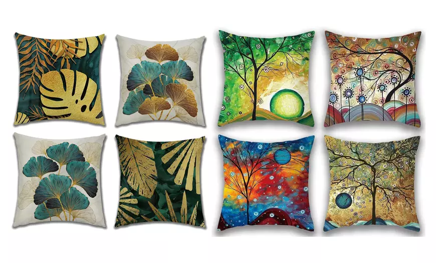 Image 11: 4 ou 8 housses de coussin avec motifs arbres