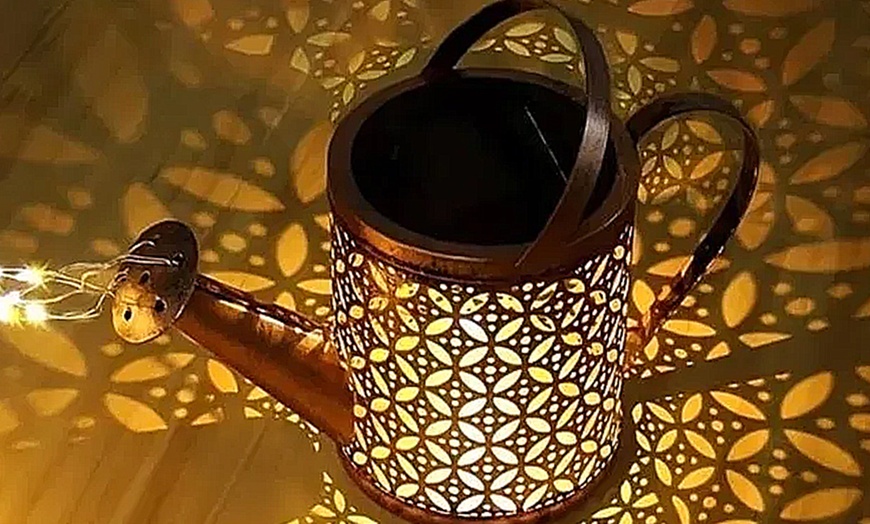 Image 16: Solar Watering Can Light - Warm White LED Rainfall Effect Garden Stake