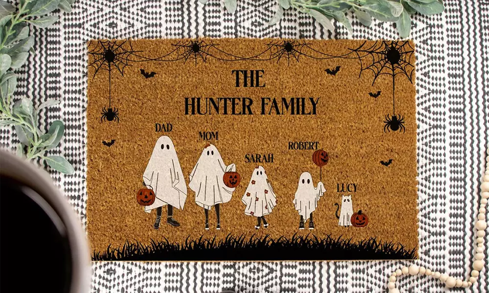 Personalisierbare Kokos-Fußmatte in Halloween-Design