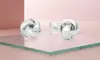 Italian Sterling Silver Love Knot Diamond Cut Stud Earrings