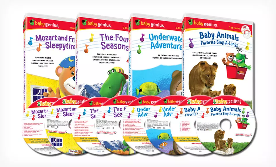 $19.99 for a Baby Genius 8-Disc Bundle with 4 DVDs and 4 CDs ($60 List Price). Free Shipping. - Primary Image
