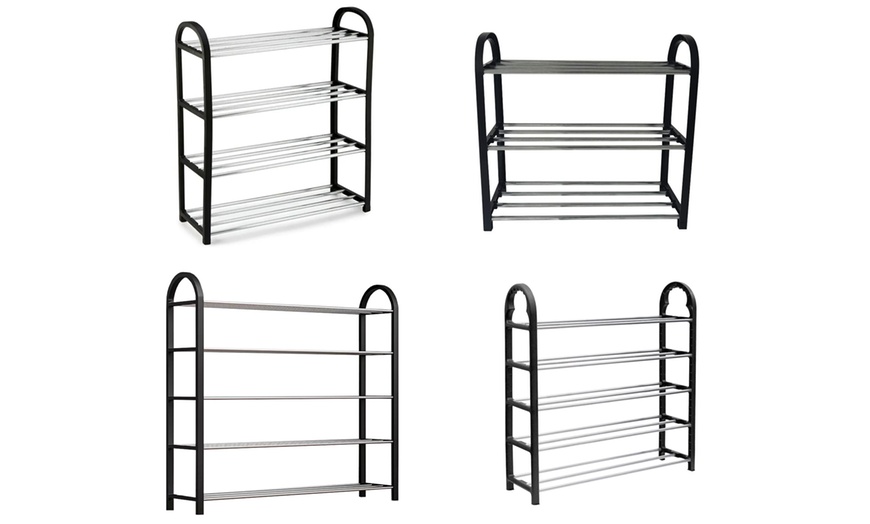 Image 1: Three-, Four- or Five-Tier Sturdy Shoe Organiser Rack