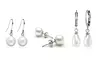Set of 3 White Pearl Earring Set in 18k White Gold