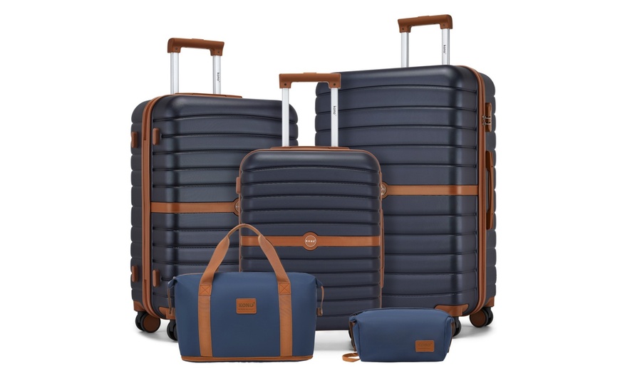 Image 1: Lot valise et sac de voyage marron bleu marine