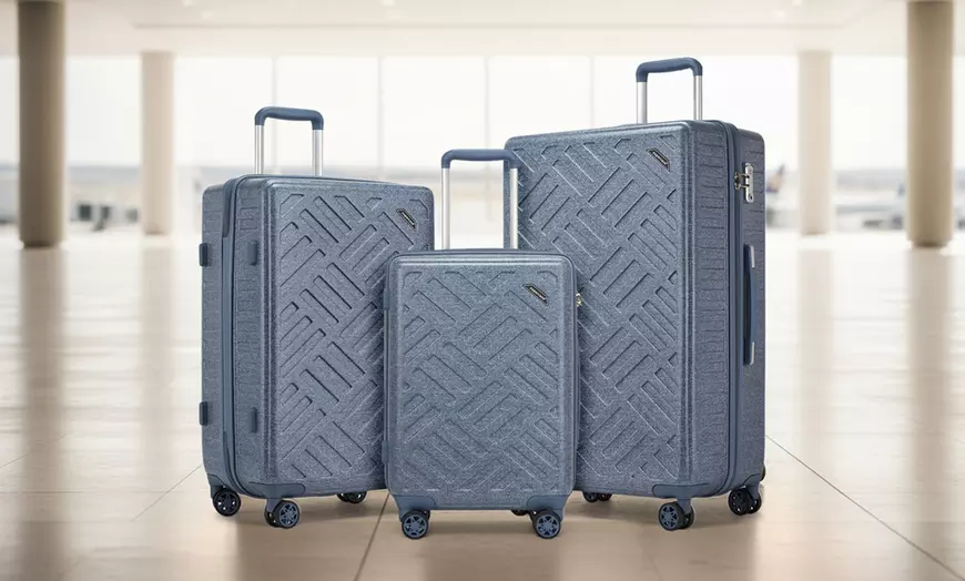 Image 1: Maleta o juego de maletas de ruedas de ABS con diseño tipo denim