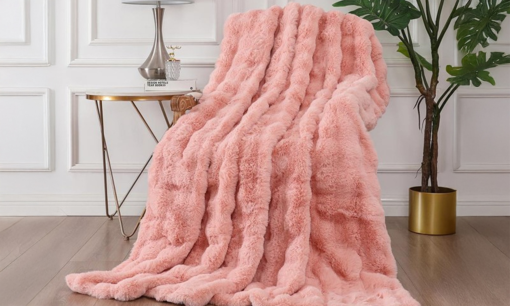 Luxury Faux Fur Bubble Blanket Throw