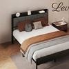 Image 8: Levede Upholstered Bed Frame with Storage Headboard and Steel Support