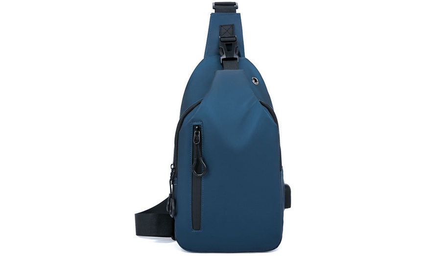 Image 3: Water-Resistant Anti-Theft Sling Bag with USB Charging Port