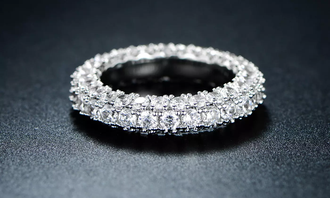 Women's Three Row Cubic Zirconia Band Ring By Barzel