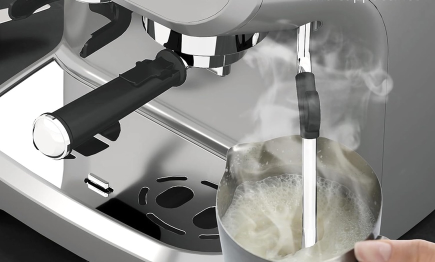 Image 3: HomCom Espresso Machine with 15 Grind Settings and a Steam Wand