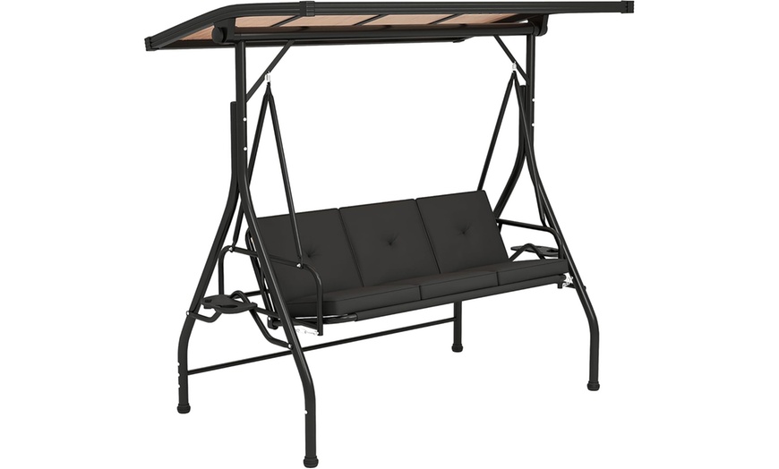 Image 15: Outsunny 3 Seater Garden Swing Seat Bed