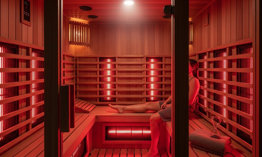 Image 2: One, Three or Five 40-Minute Infrared Sauna w/ Red Light Therapy