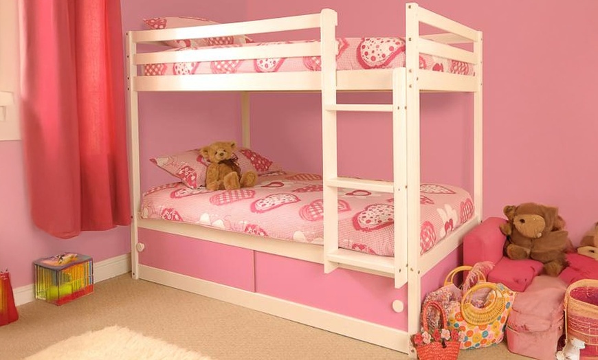 Image 3: Slide Door Storage Bunk Bed with Optional Mattresses