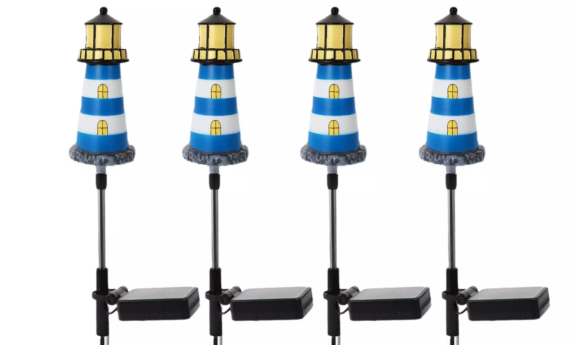 One, Two or Four Solar Powered Lighthouse Shaped Garden Lights