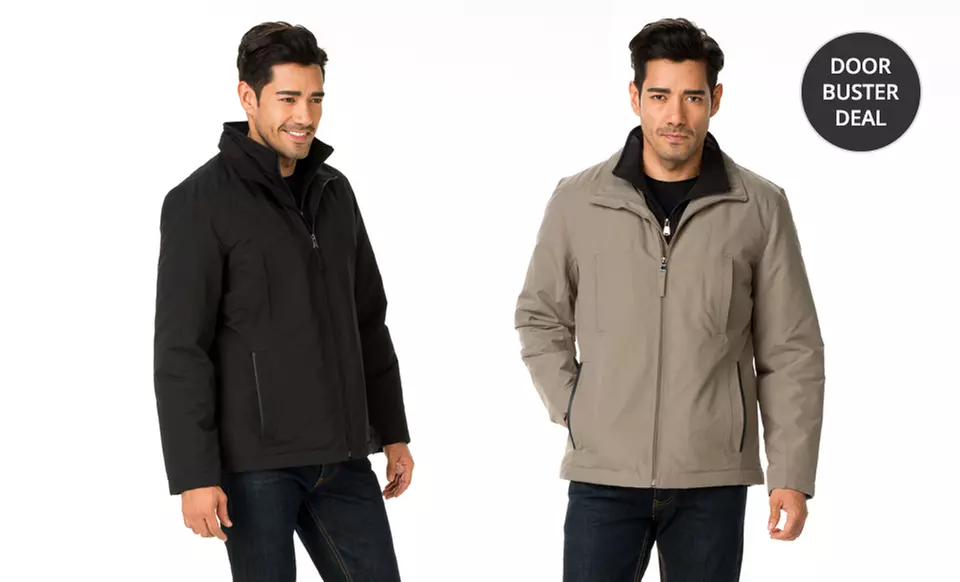 Perry Ellis Men's Microfiber Jacket with Bib Insert in Black or Willow. Free Returns. - Primary Image