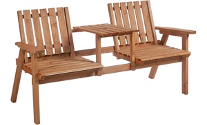 Outsunny 2-Seater Wooden Bench with Centre Table Outsunny 2-Seater Wooden Bench with Centre Table