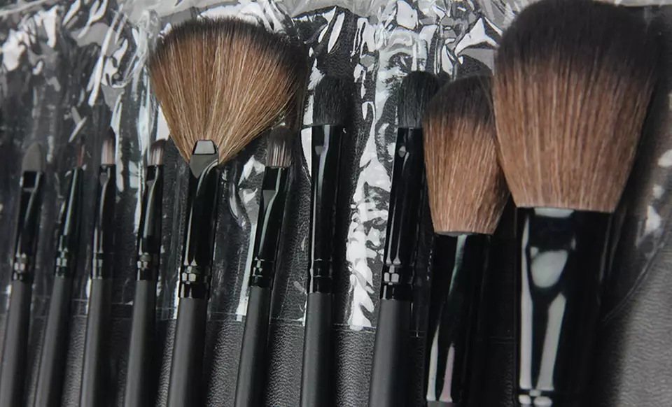 12-Piece Pro Black Makeup Brush Set - Second Medium