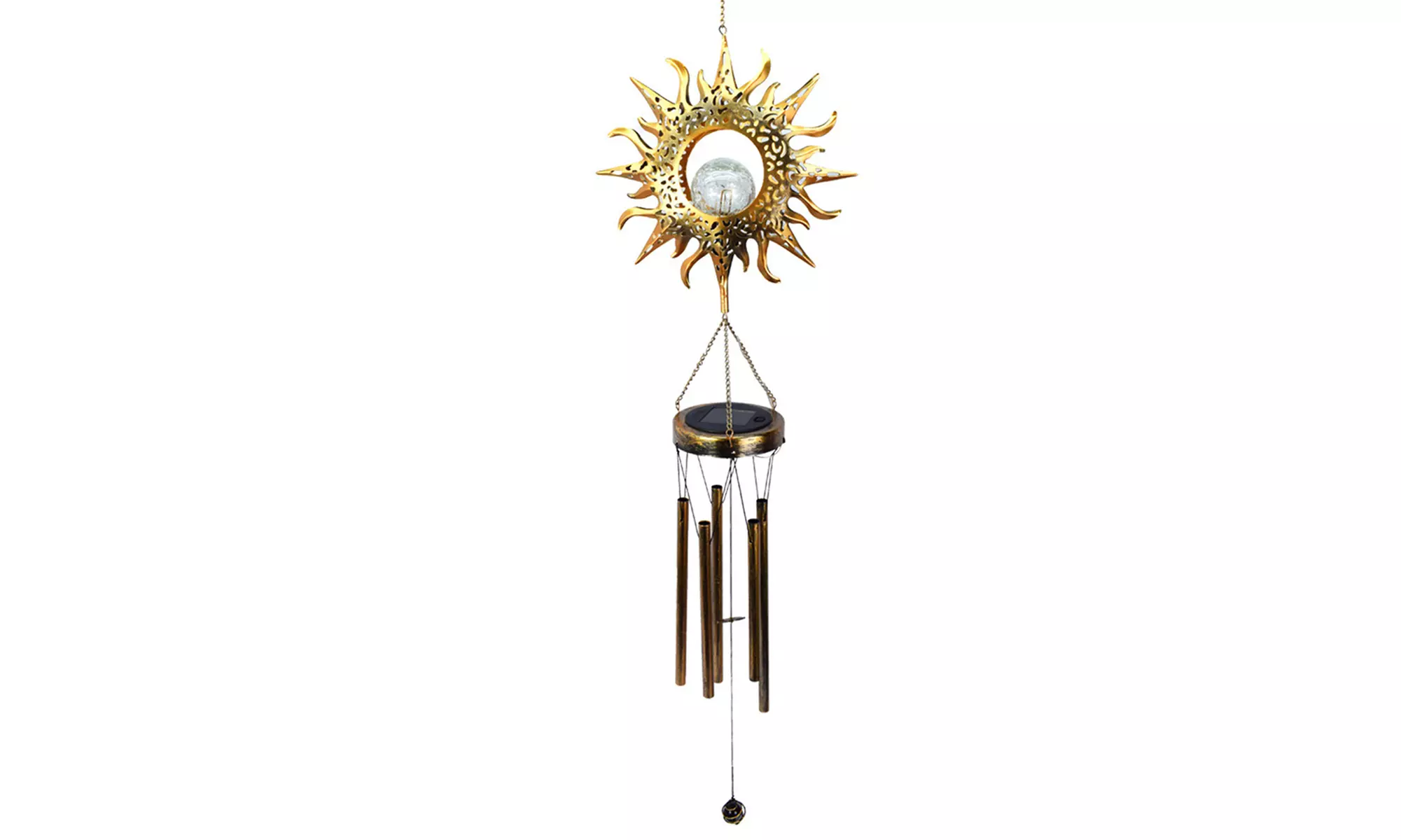 Solar Wind Chimes Outdoor Garden Waterproof Metal LED Hanging Chime Decor