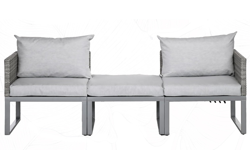 Image 10: Three-Piece Outsunny Rattan-Effect Bistro Set