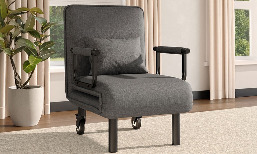 Image 3: Linen Lounge and Sofa Bed with a Pillow