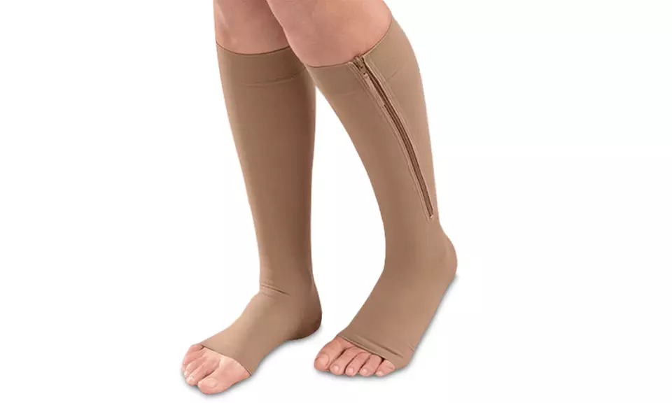 Unisex Open Toe Zipper Compression Socks (1-Pair) - Second Medium