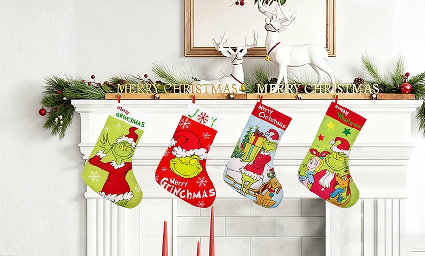 Image 4: 4-Pack Grinch-Inspired Christmas Stockings 
