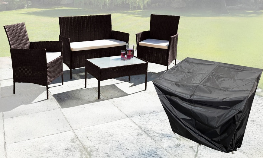 Image 6: Neo Four-Piece Rattan-Effect Garden Furniture Set with Optional Cover