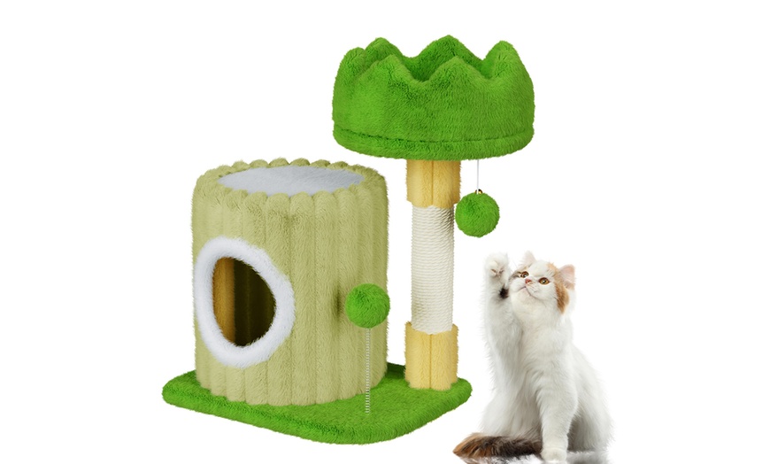 Image 5: 53cm/107cm Cat Tree Tower Indoor Cat Bed with Scratching Post