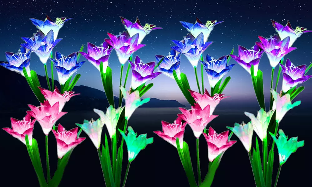 2-8Pcs Lily Flower Solar LED Stake Lamp Lights for Garden, Patio, or Backyard