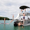 Image 1: 8-Hour Double Decker Pontoon Rental with Slide - Up to 15 People