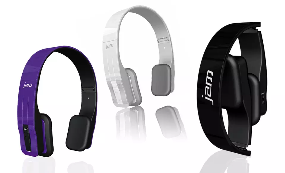 HMDX Jam Fusion Bluetooth Rechargeable Headphones with Mic﻿﻿ in Black, Purple, Red, or White. Free Returns.   - Primary Image
