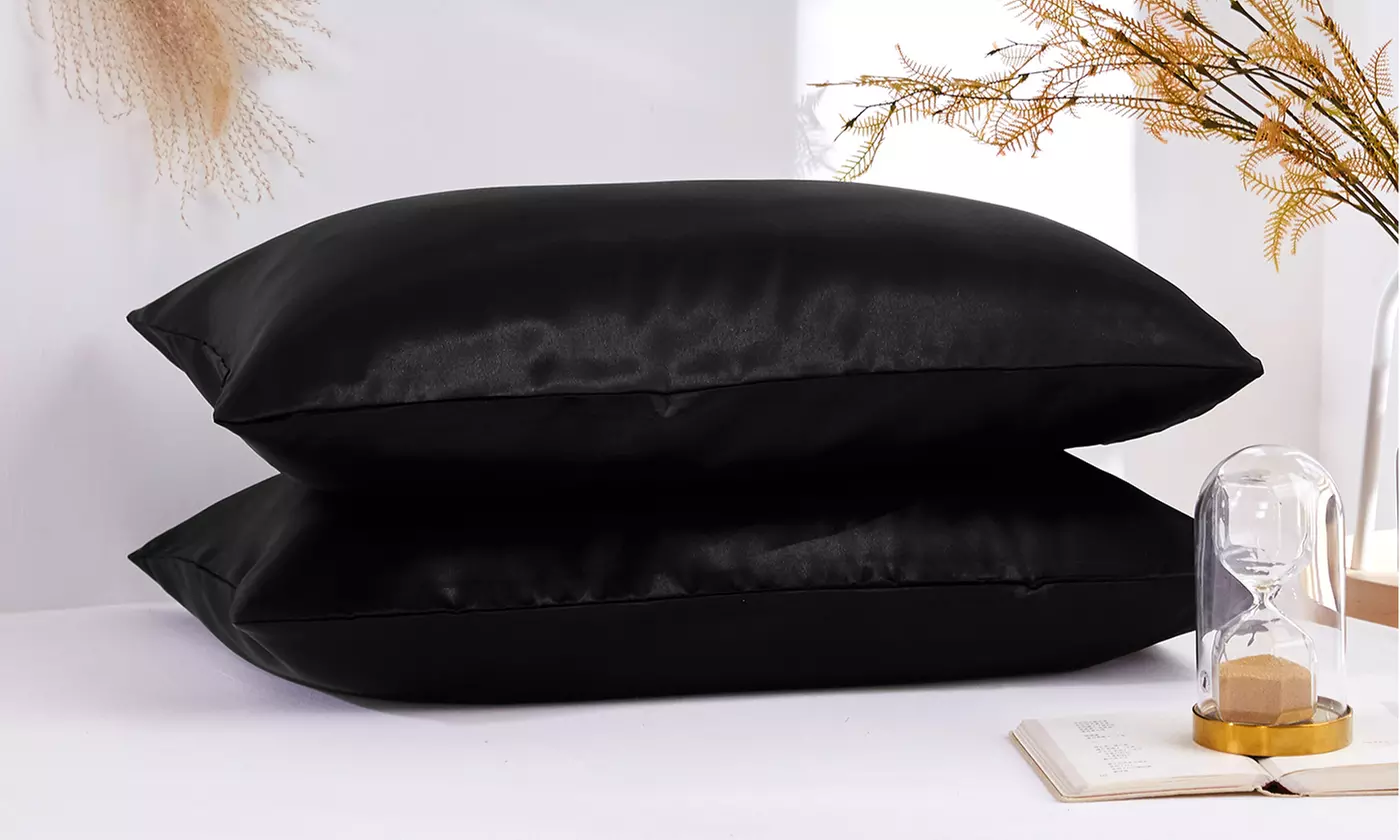 2 Pack Soft Satin Pillowcase Pillow Case Cushion Cover Queen King Size