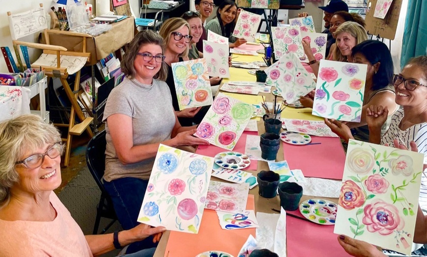 Image 2: Wine & Sip Painting Experience or Kids' Art Class!