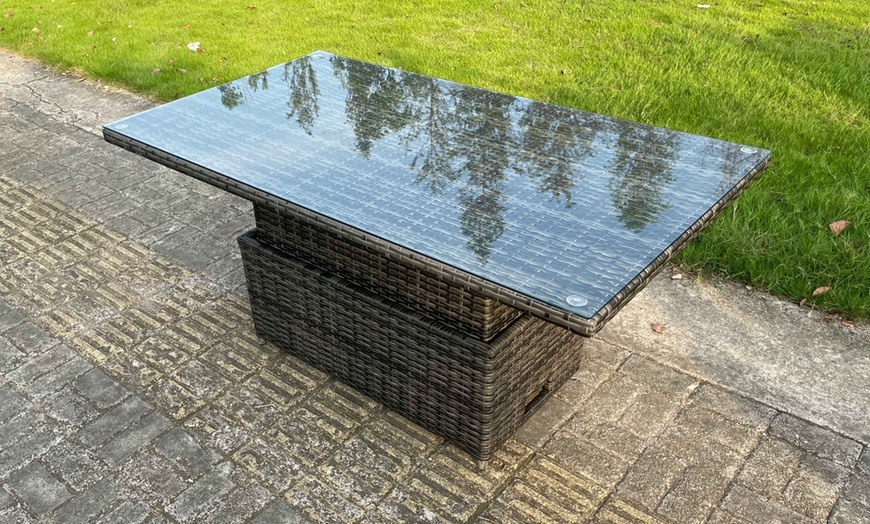 Image 3: U Shaped Rattan Effect Gardern Furniture Dining Sofa Set