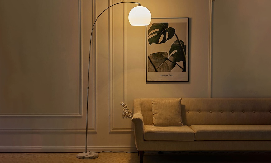 Image 3: Living And Home Arched Floor Lamp with Marble Base