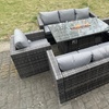 Image 2: 8-Seater Outdoor PE Rattan Garden Furniture Gas Fire Pit