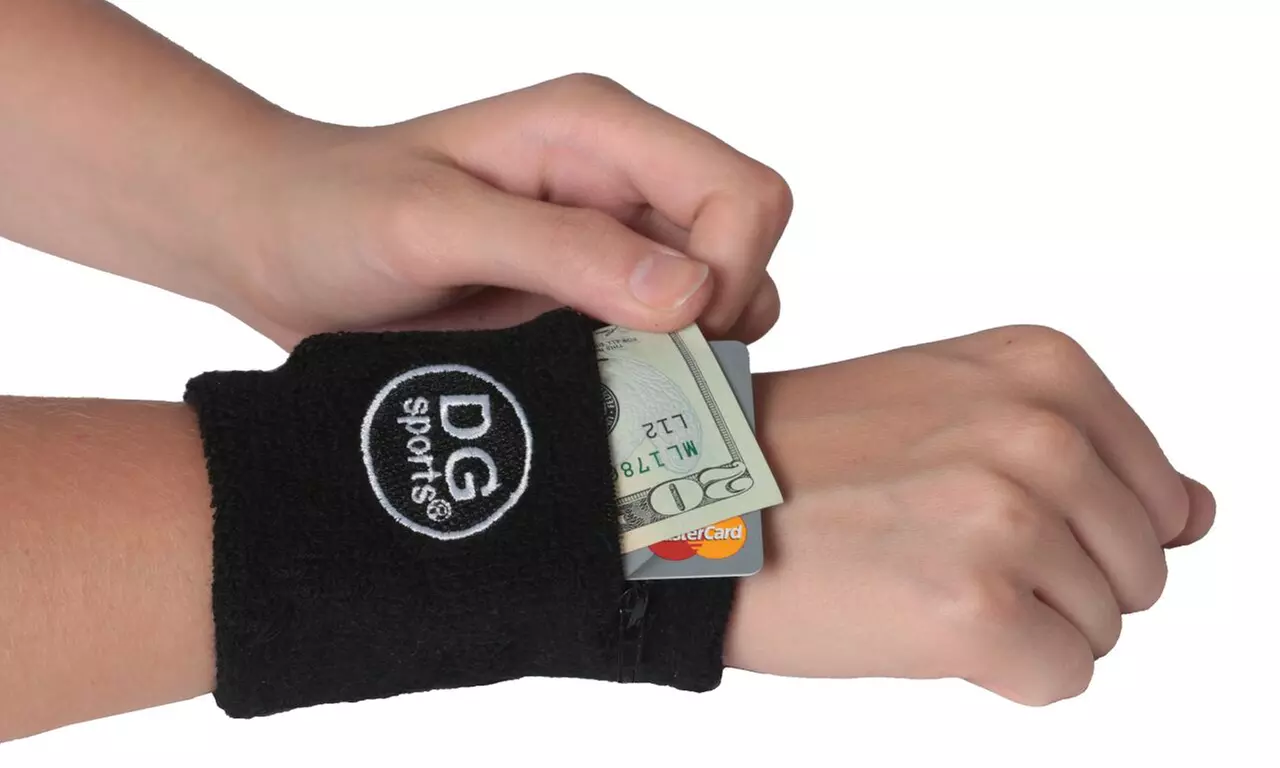 Zipper Sweatband Wristband Sport Wrist Arm Wallet - Primary Image