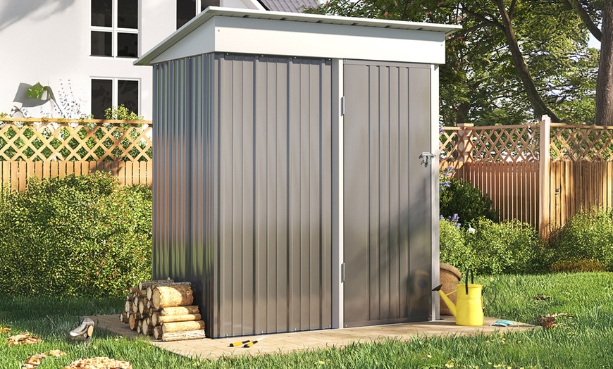 Image 16: Heavy-Duty Lockable Metal Garden Shed with Sloped Roof