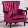 Image 2: Velvet-Upholstered Wing Back Armchair