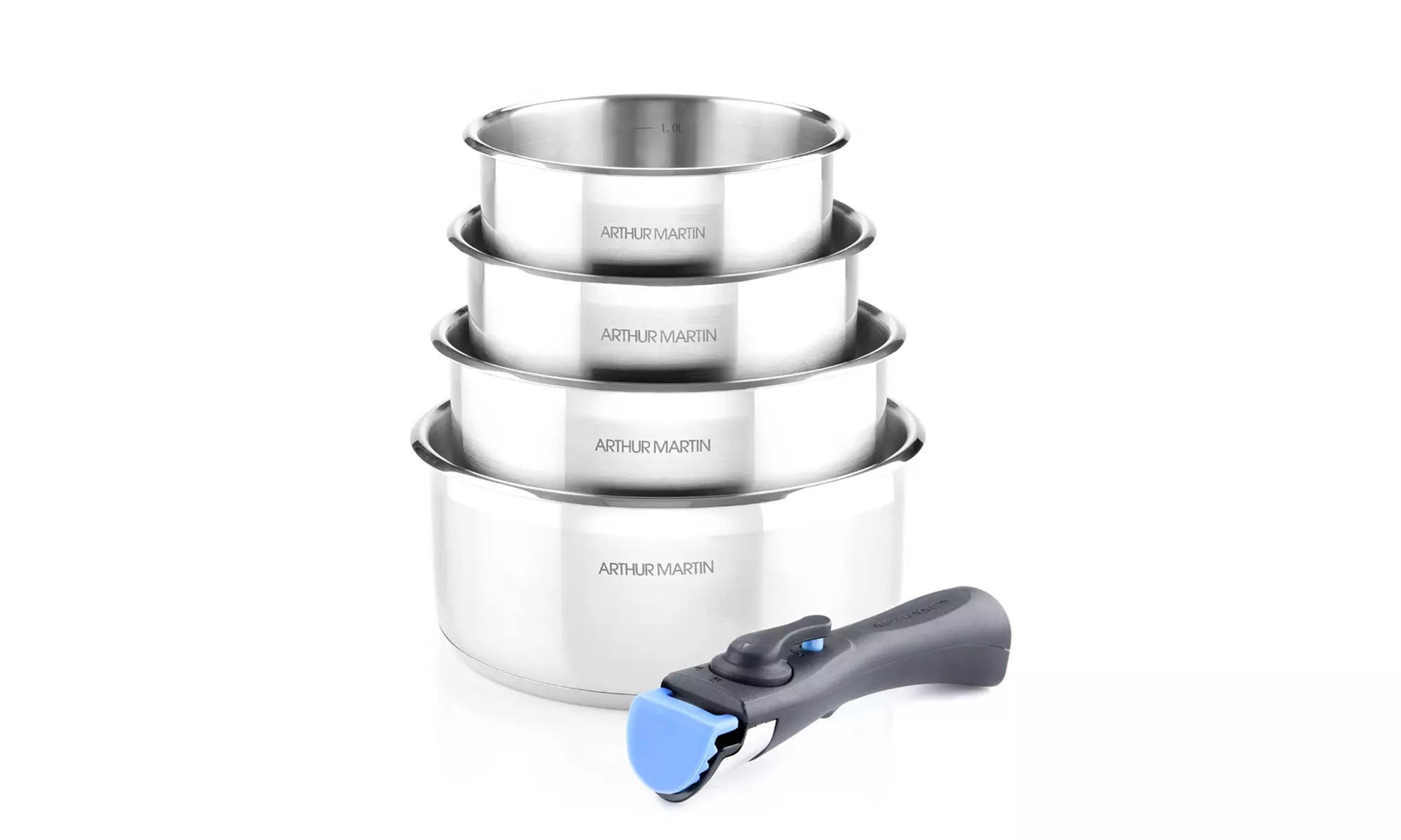 Athur Martin Topf- und Pfannen-Set mit abnehmbaren Griffen