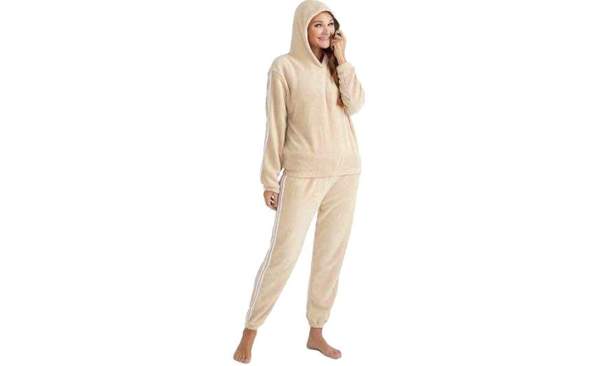 Image 2: Soft Touch Velour Hooded Loungewear Suit