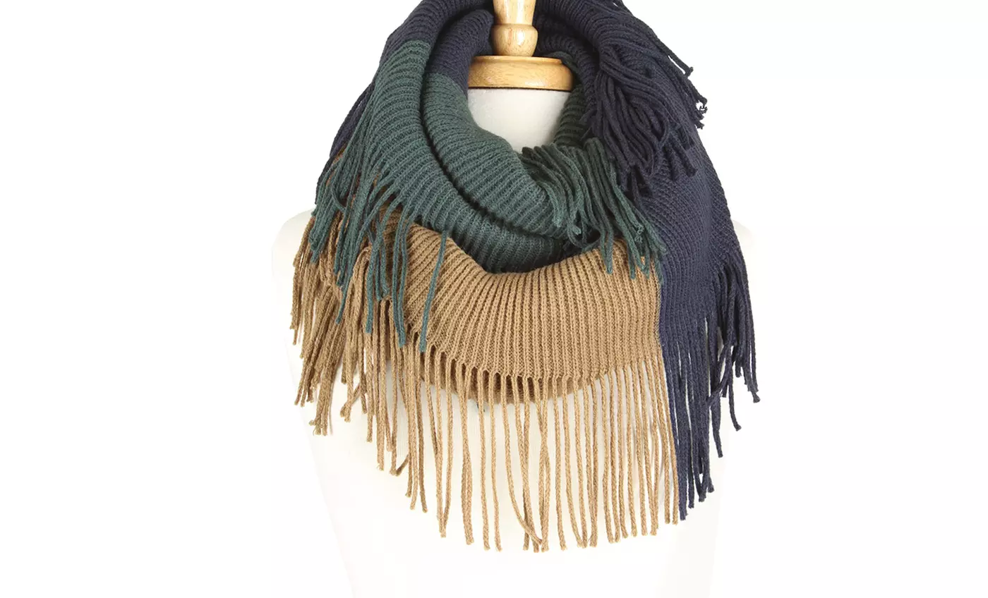 Color Block Fringe Scarf - Second Medium