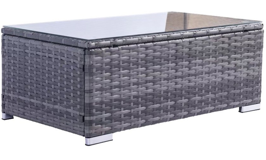 Image 4: Dunham Grey Four-Seater Rattan Sofa Set with Coffee Table