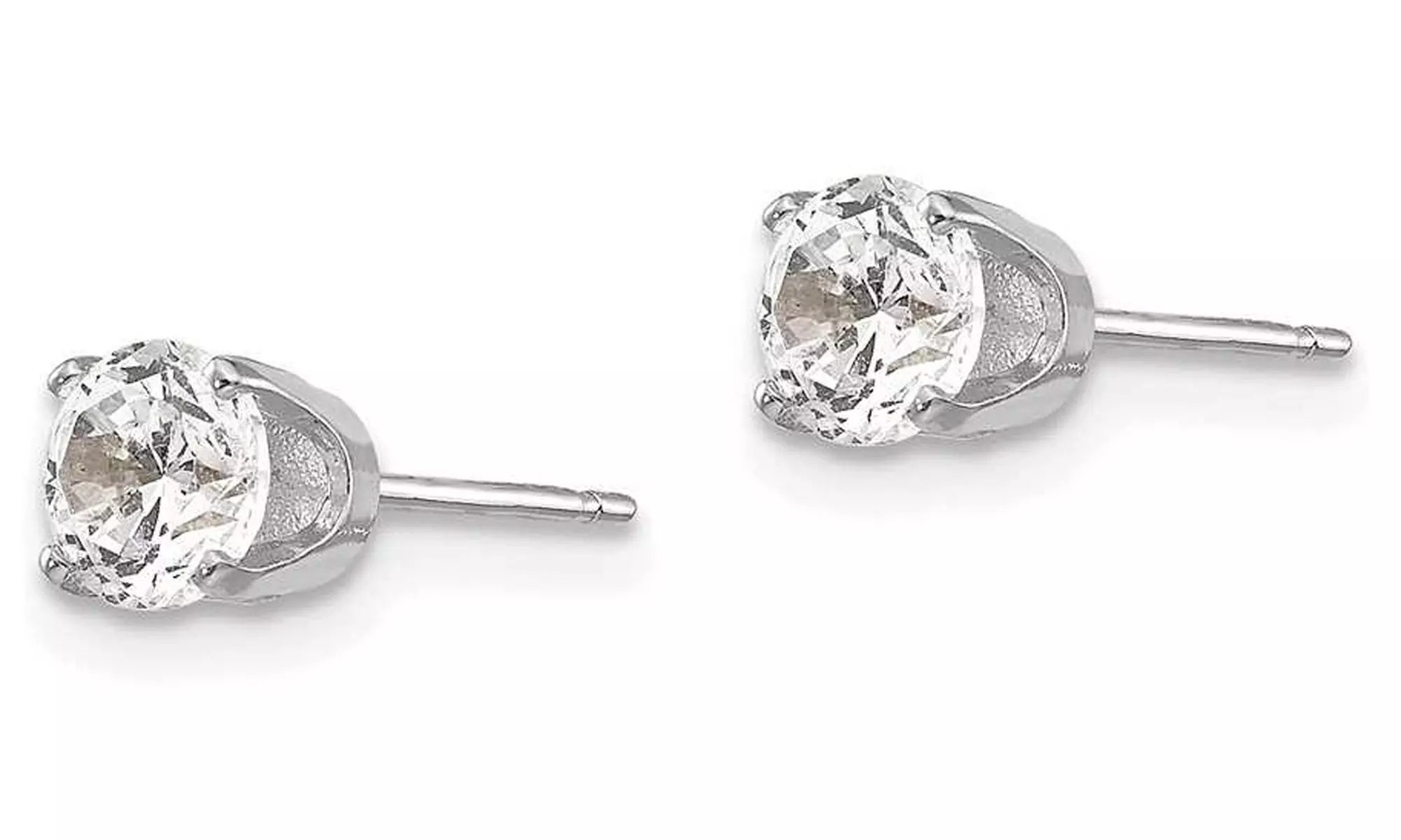 Paris Jewelry 14K White Gold Plated 4.25mm Cubic Zirconia CZ Stud Earrings