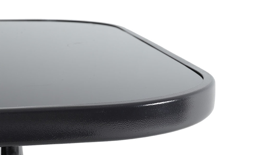 Image 6: Black Tempered Glass Coffee Table with Umbrella Hole 