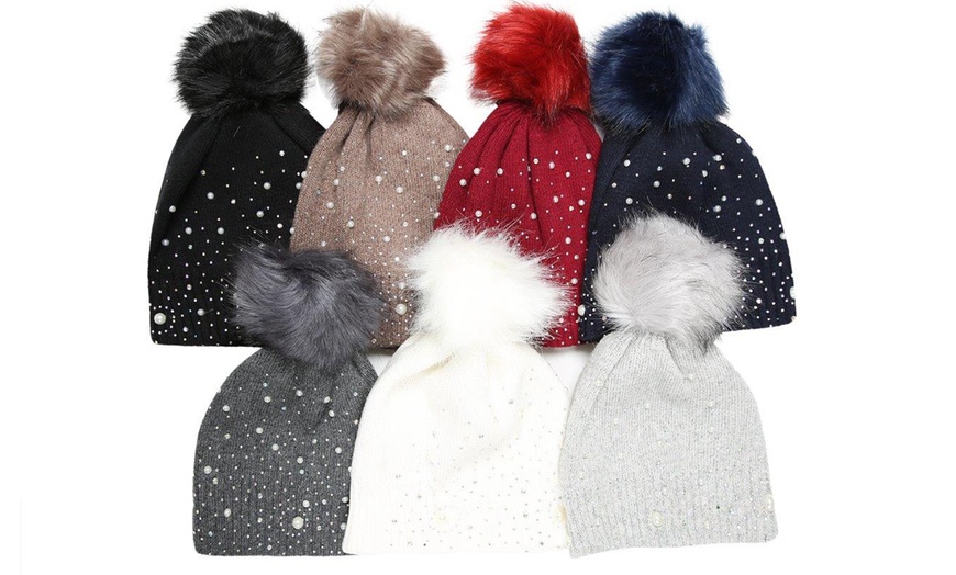 Image 2: Kurt Muller Faux Fur Bobble Hat