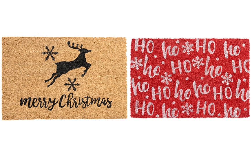 Image 1: Nicola Spring Christmas Coir Door Mats
