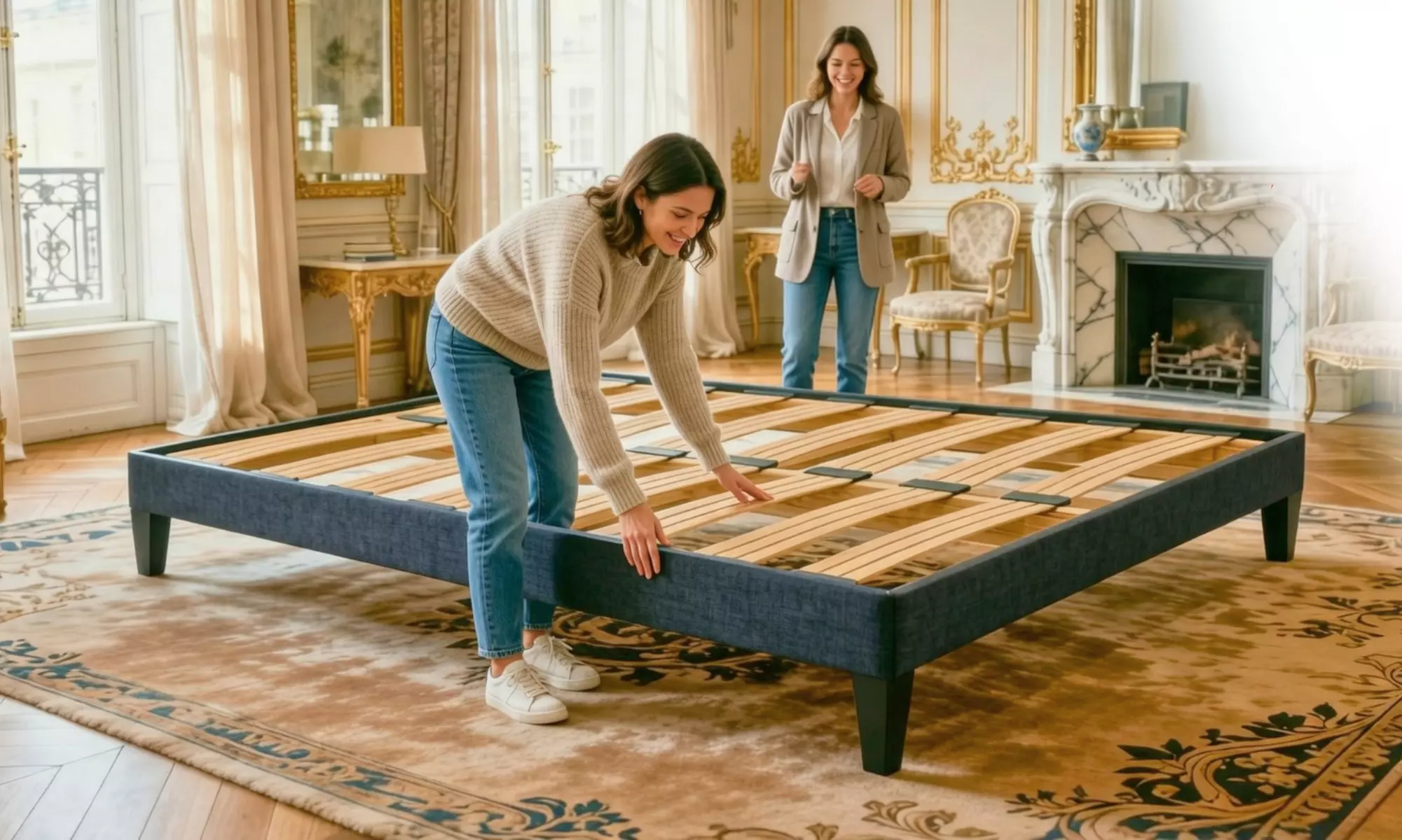 Rete a doghe e materasso in memory foam